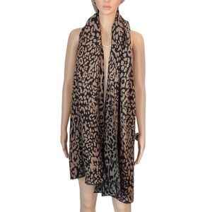 Anna & Ava Women's Leopard Print Brown Wrap Around Plush Scarf OS